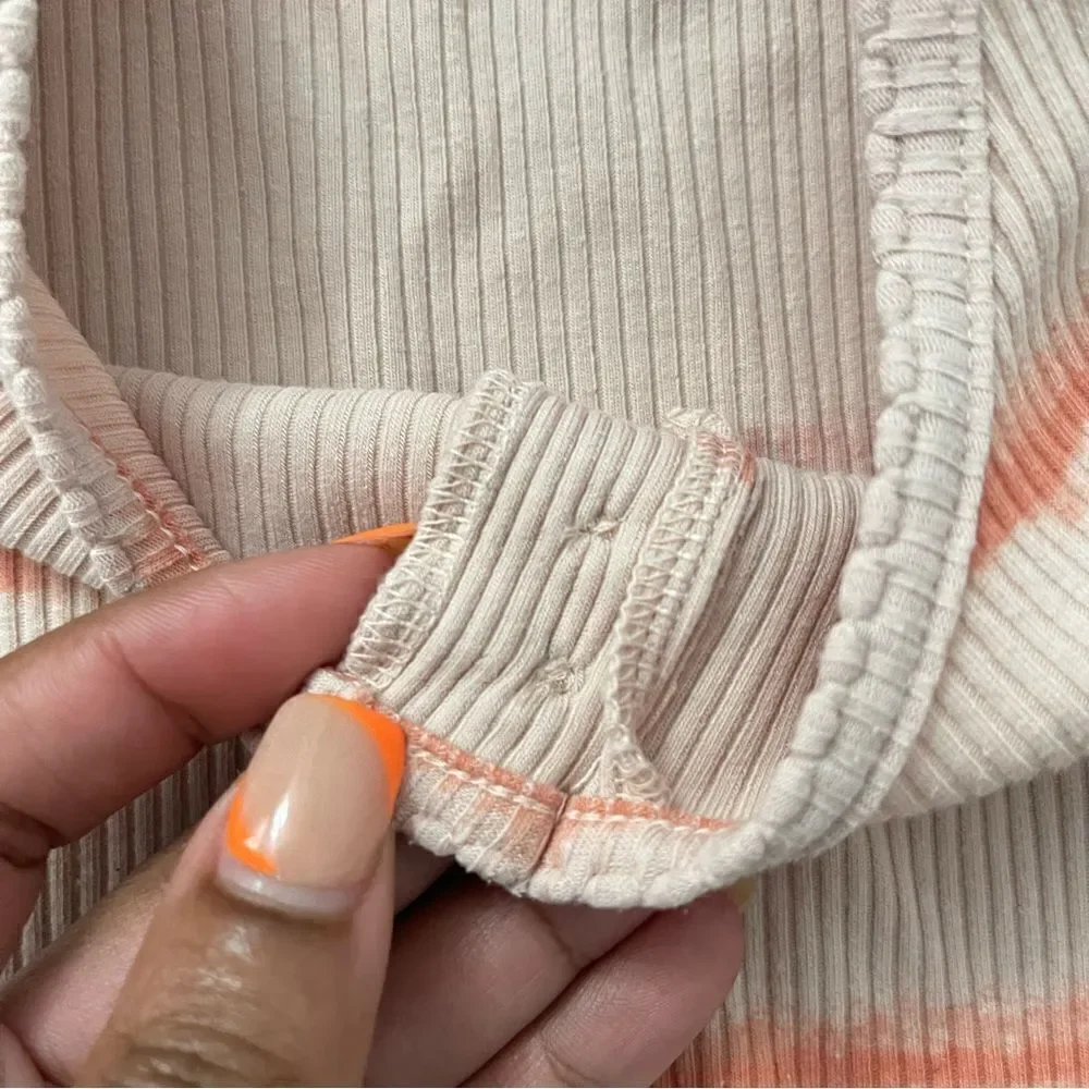 Old Navy Girl’s Orange Tie-Dye Striped Pullover Ribbed Short Sleeve Top Size 8